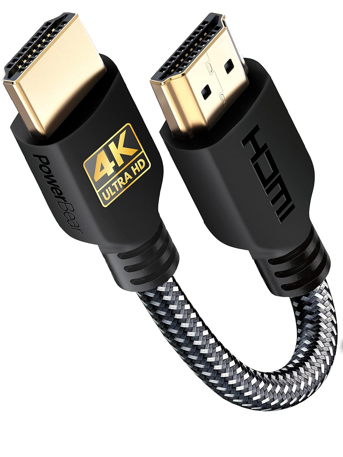 PowerBear 4K HDMI Cable 10 ft | High Speed Hdmi Cables, Braided Nylon & Gold Connectors, 4K @ 60Hz, Ultra HD, 2K, 1080P, ARC & CL3 Rated | for Laptop, Monitor, PS5, PS4, Xbox One, Fire TV, & More