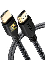 PowerBear 4K HDMI Cable 10 ft | High Speed Hdmi Cables, Braided Nylon & Gold Connectors, 4K @ 60Hz, Ultra HD, 2K, 1080P, ARC & CL3 Rated | for Laptop, Monitor, PS5, PS4, Xbox One, Fire TV, & More