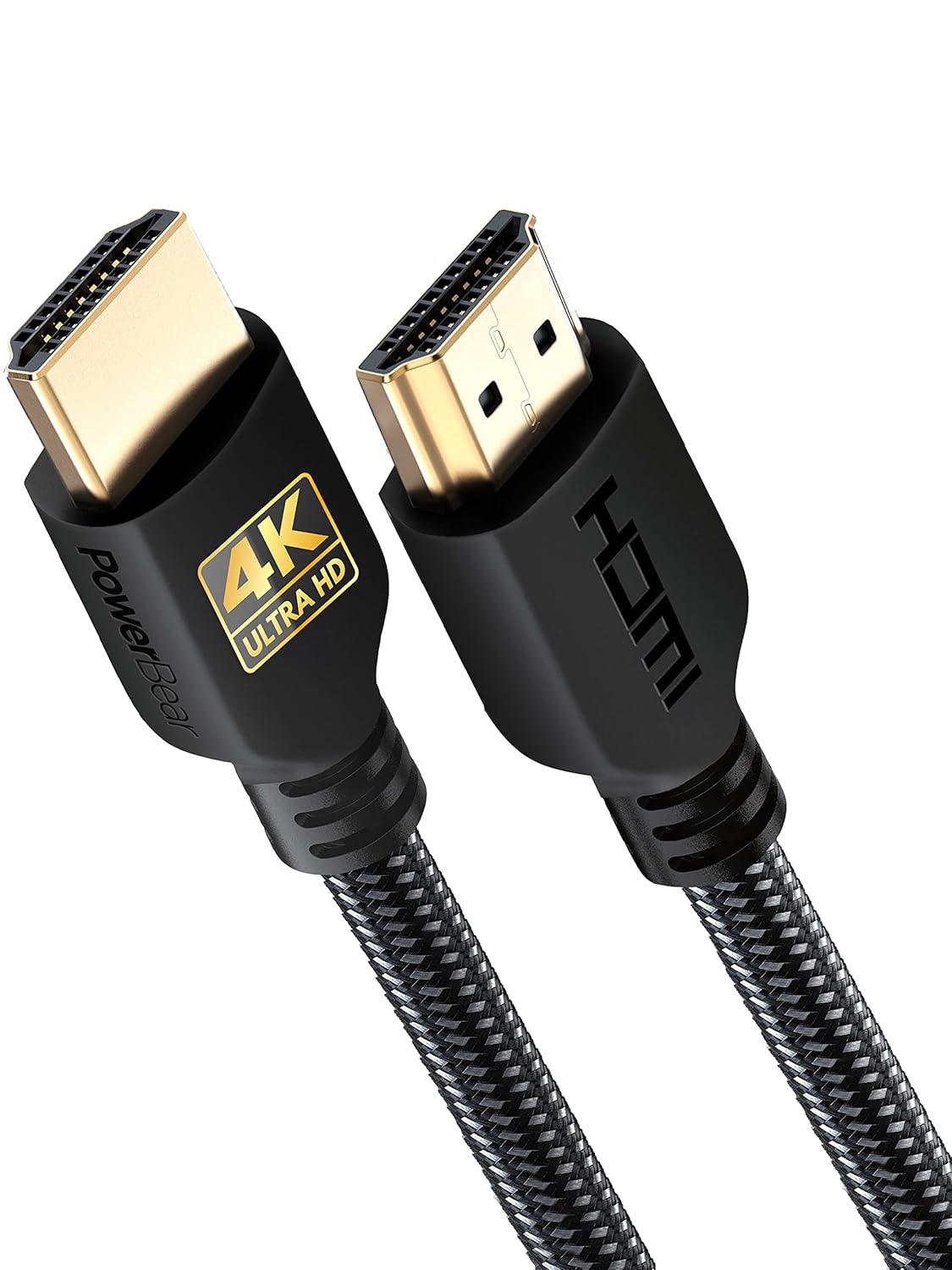 PowerBear 4K HDMI Cable 10 ft | High Speed Hdmi Cables, Braided Nylon & Gold Connectors, 4K @ 60Hz, Ultra HD, 2K, 1080P, ARC & CL3 Rated | for Laptop, Monitor, PS5, PS4, Xbox One, Fire TV, & More