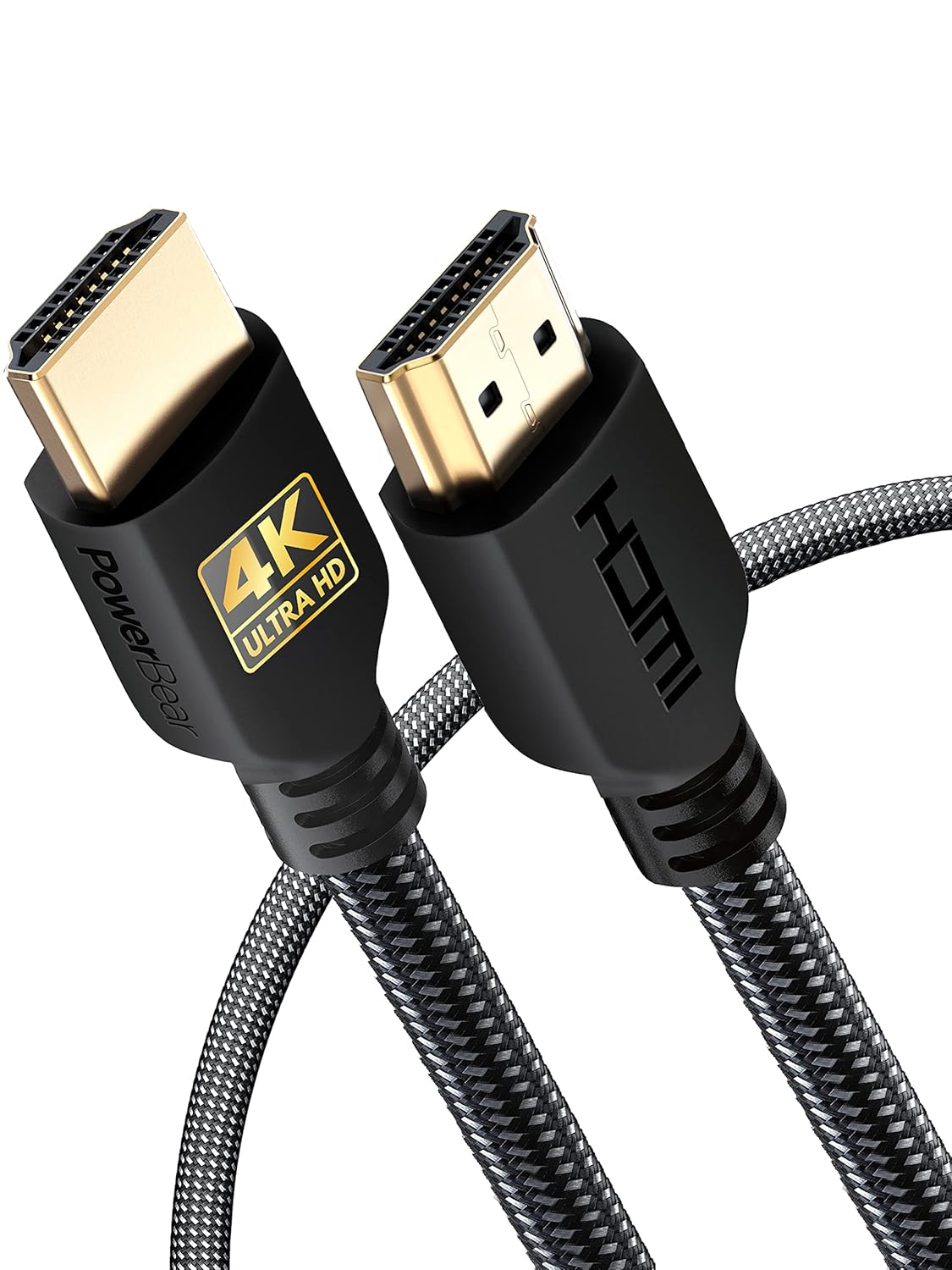 PowerBear 4K HDMI Cable 10 ft | High Speed Hdmi Cables, Braided Nylon & Gold Connectors, 4K @ 60Hz, Ultra HD, 2K, 1080P, ARC & CL3 Rated | for Laptop, Monitor, PS5, PS4, Xbox One, Fire TV, & More