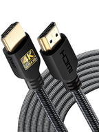 PowerBear 4K HDMI Cable 10 ft | High Speed Hdmi Cables, Braided Nylon & Gold Connectors, 4K @ 60Hz, Ultra HD, 2K, 1080P, ARC & CL3 Rated | for Laptop, Monitor, PS5, PS4, Xbox One, Fire TV, & More