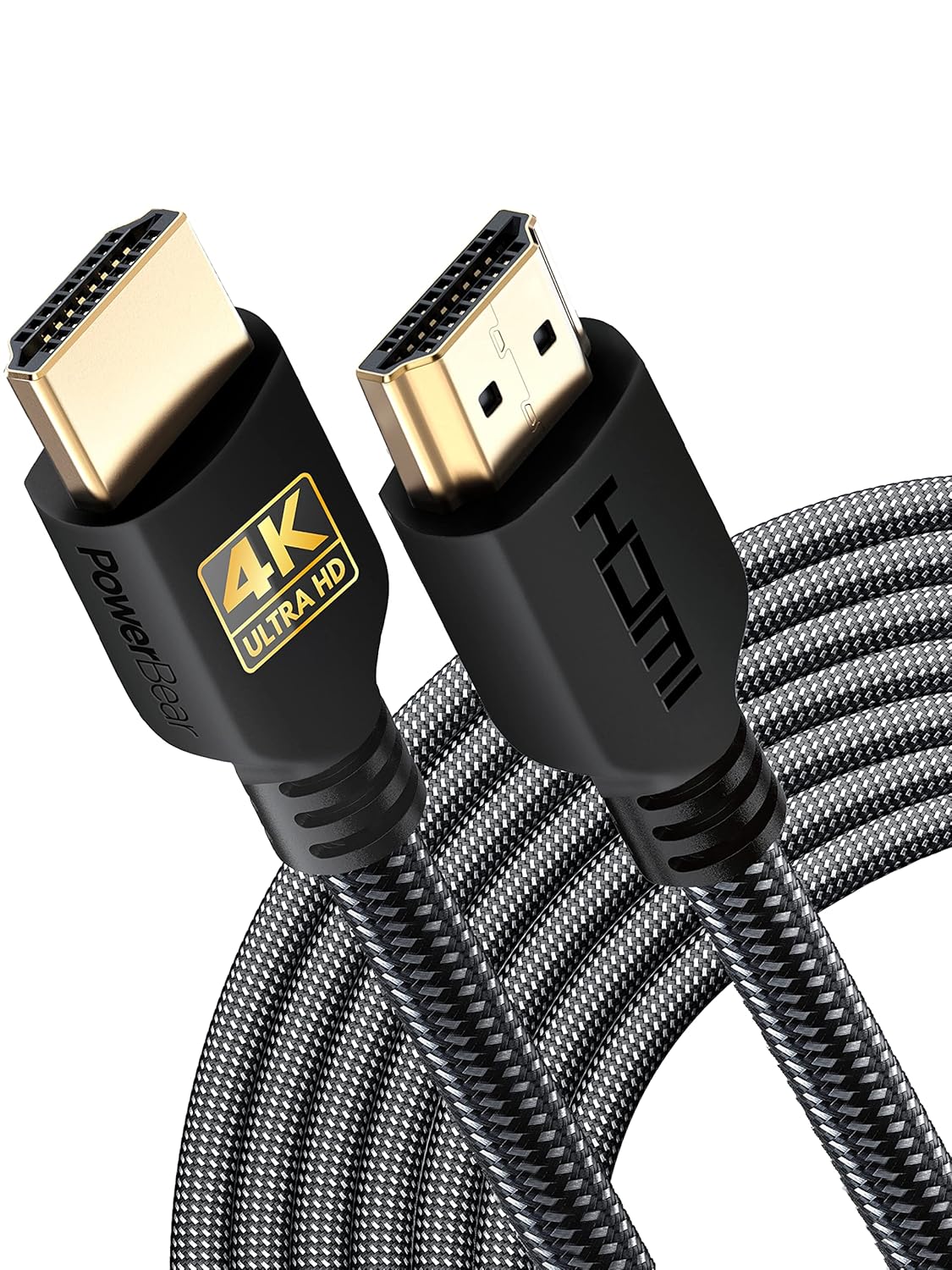 PowerBear 4K HDMI Cable 10 ft | High Speed Hdmi Cables, Braided Nylon & Gold Connectors, 4K @ 60Hz, Ultra HD, 2K, 1080P, ARC & CL3 Rated | for Laptop, Monitor, PS5, PS4, Xbox One, Fire TV, & More