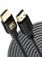 PowerBear 4K HDMI Cable 10 ft | High Speed Hdmi Cables, Braided Nylon & Gold Connectors, 4K @ 60Hz, Ultra HD, 2K, 1080P, ARC & CL3 Rated | for Laptop, Monitor, PS5, PS4, Xbox One, Fire TV, & More
